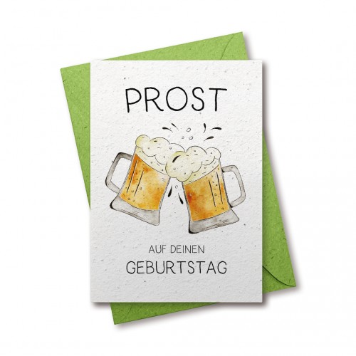 Prost auf Deinen Geburtstag - Grukarte aus Samenpapier