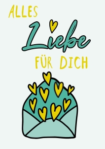 Postkarte mit Veredelung – Alles Liebe für Dich Postkarte mit Veredelung – Alles Liebe für Dich