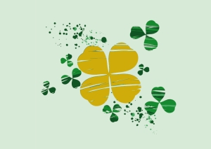 Postkarte mit Veredelung – Kleeblätter Postkarte mit Veredelung – Kleeblätter