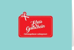 Klappkarte mit Veredelung – Kuss Gutschein