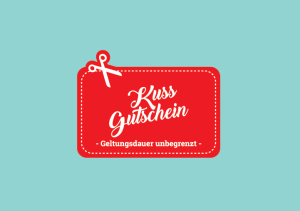 Klappkarte mit Veredelung – Kuss Gutschein