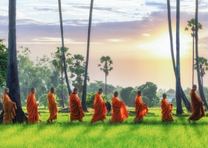 Postkarte – Buddhistische Mönche